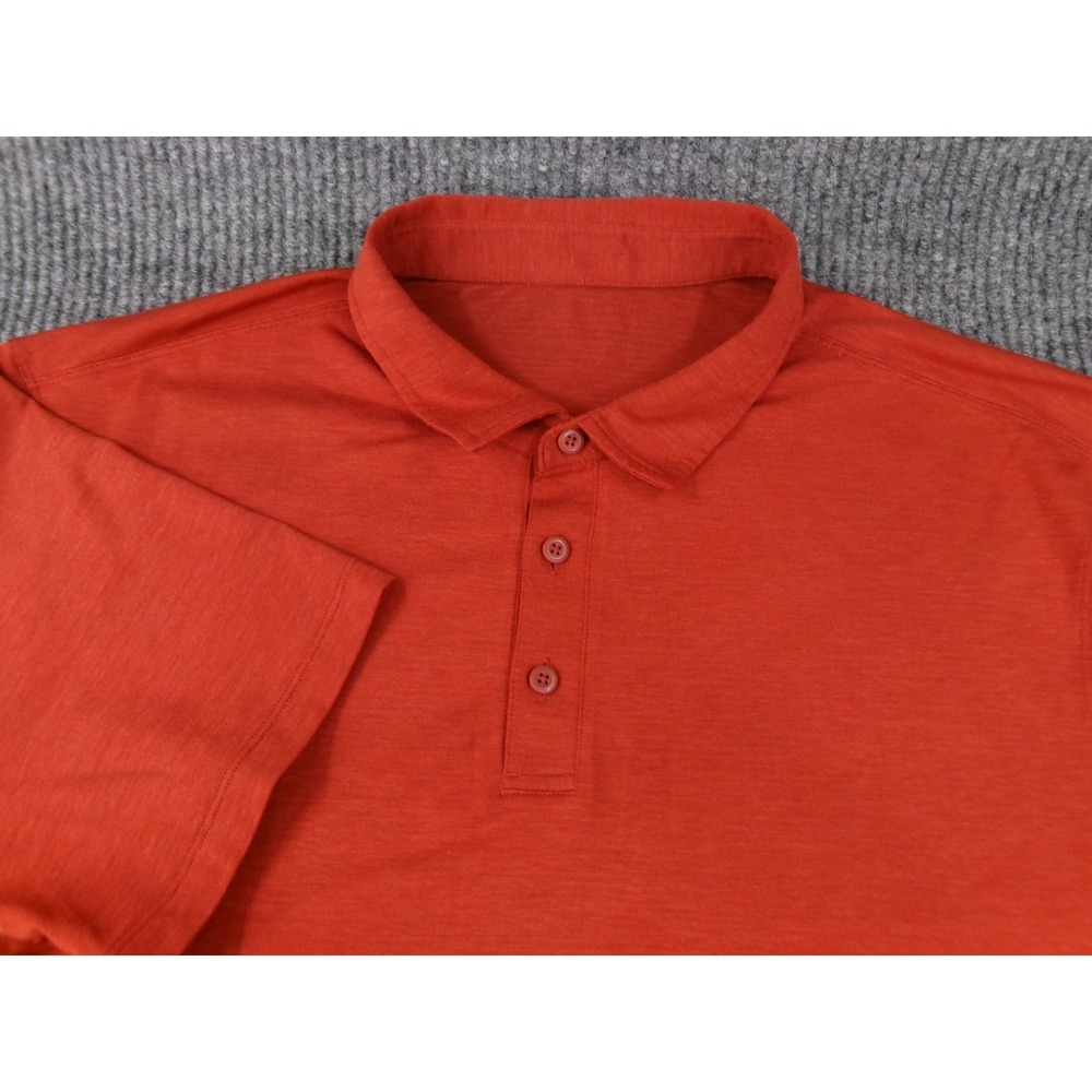 Lululemon Mens Evolution S/S Performance Polo Shirt Orange Large?‎ Technical